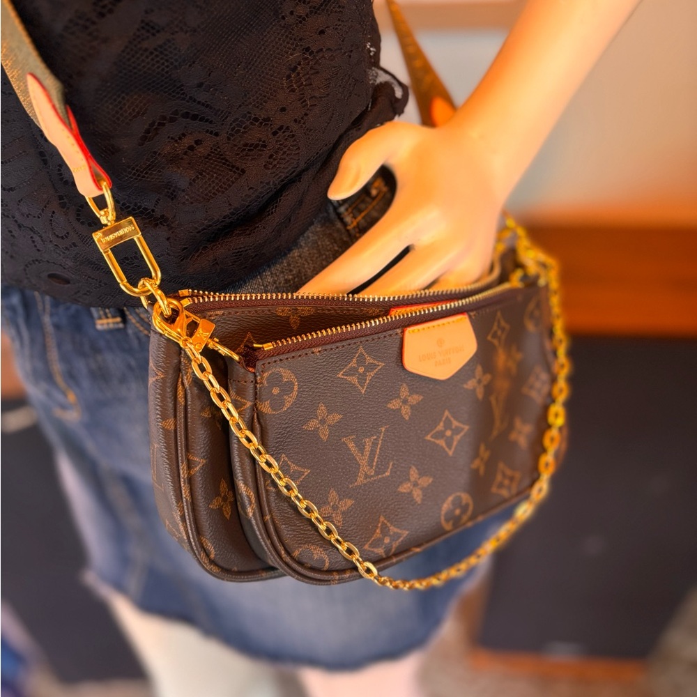 Louis Vuitton Monogram Crossbody Bag in Brown and Gold